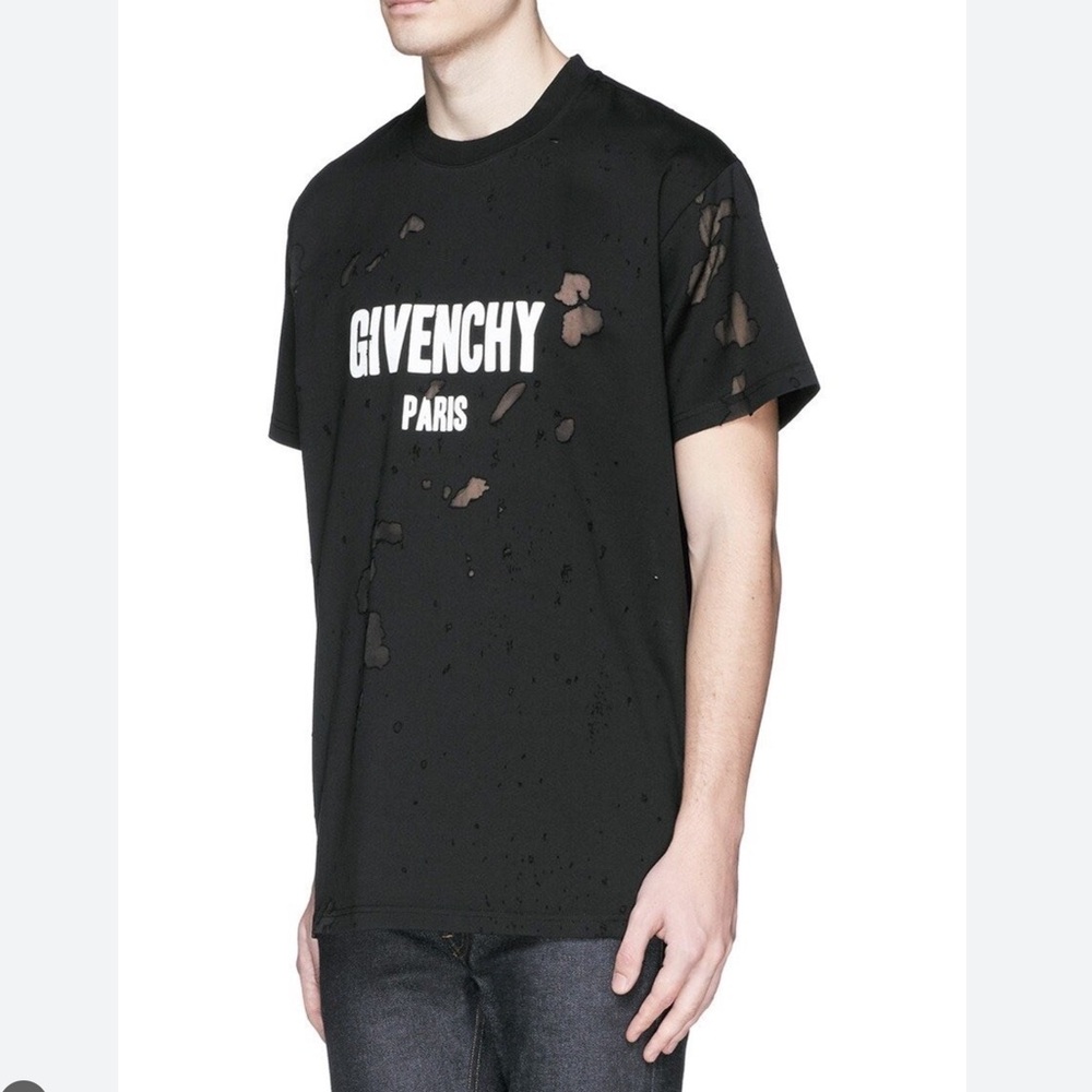Givenchy Paris Oversized Distressed Logo T-Shirt Short Sleeve Tee